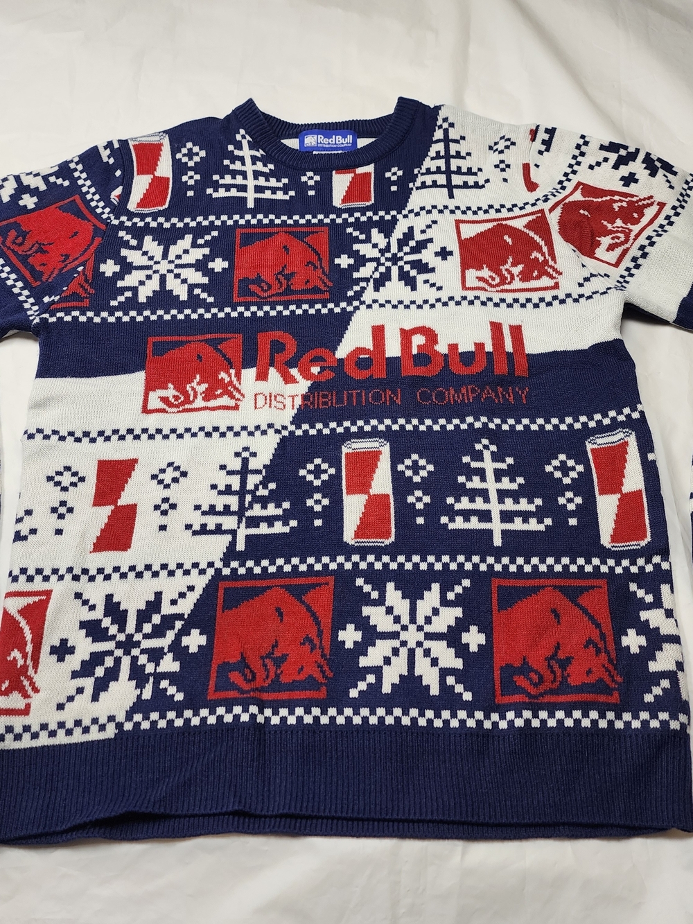 Red Bull Distribution Company Holiday Sweater Blue/White Size Large